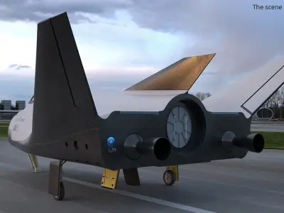  SNC Dream Chaser Cargo Spaceplane USA White with Interior Rigged 