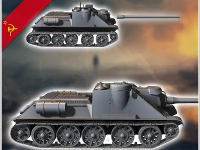 SU-100 tank destroyer - Soviet army WW2 Second World East front  3D print model