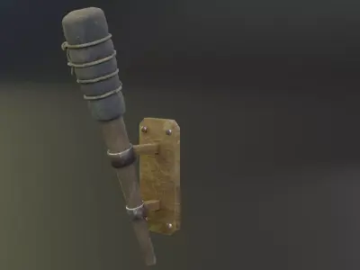 Medieval torch for game Low-poly 3D model