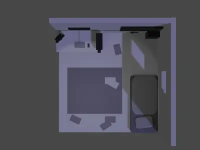 Isometric game-ready Bedroom  Low-poly 3D model
