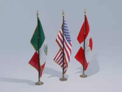 Small Country Flags 4K and 2K Low-poly 3D model