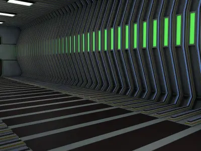 Sci fi corridor 3D model 29