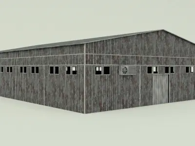 Warehouse barn Low-poly 3D model
