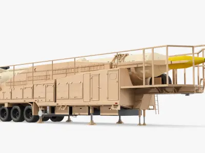  Sejjil Missile on TEL Trailer Rigged 