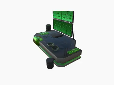 Satellite B01 Black Green - SciFi Space Design Low-poly 3D model