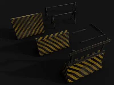 Metal and Concrete Barriers Free low-poly 3D model