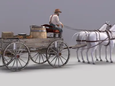  Gold Rush Miner with Wagon and Horses  purchase