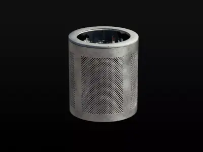 Prague City Street Bin 05 Low-poly 3D model