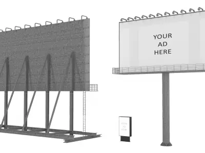 Billboard with street billboard Low-poly 3D model