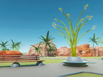 Lamp and Bench 3D model