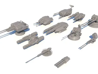 Sci-fi Guns Set model 3D model