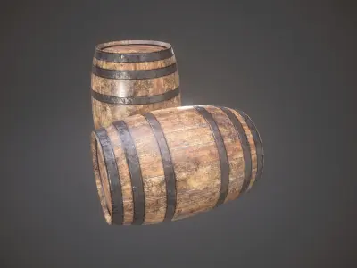 Barrel wooden Low-poly 3D model