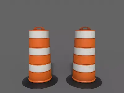 PBR Traffic Drum Barrel Orange Low-poly 3D model