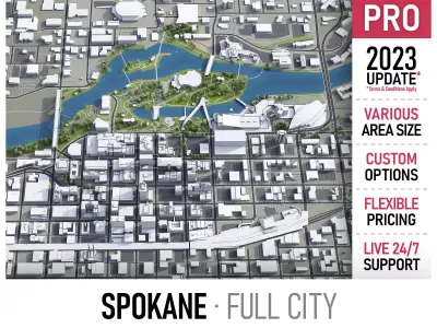 Spokane Low-poly 3D model