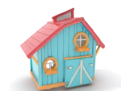 Vintage Barnhouse Aqua model pack Low-poly 3D model