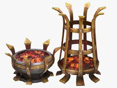  Brazier lighting pack Low-poly 3D model