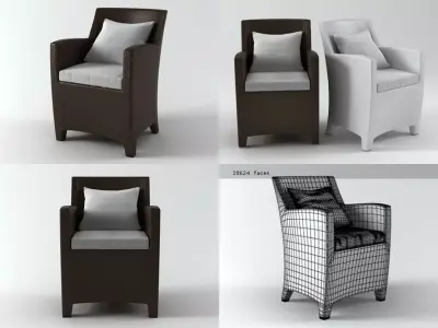 Barcelona four different chairs and pillow 3D model