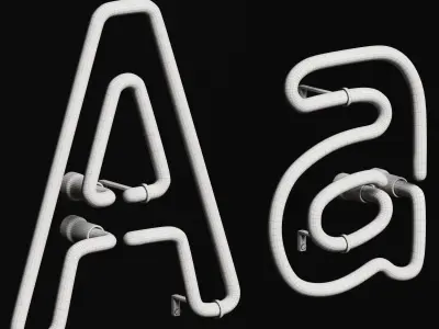 Neon Light Lamp 03 - Alphabet 3D model