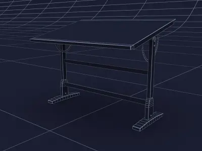 Wooden Drawing Table Architectural Free 3D model