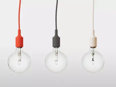 E27 three light bulbs with orange and cord 3D model