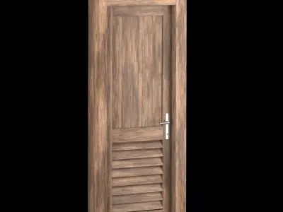 Interior-exterior Wooden Door 3D model