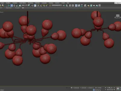 FABRON modern chandelier - gold and glass balls Low-poly 3D model