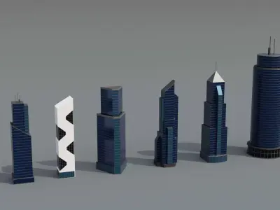 Low poly Buildings Pack 2 Low-poly 3D model