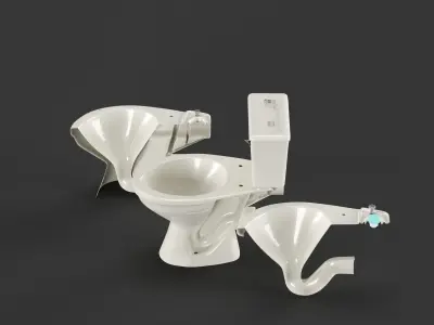 American toilet 02 3D model