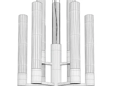 Jenae Glass Tubes Chandelier 9 Low-poly 3D model