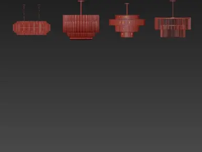 Emile four different chandeliers in gold and brass 3D model