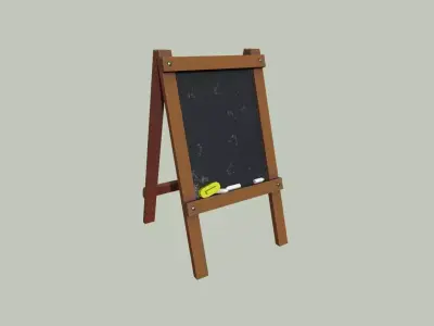 Board wooden easel with blackboard Low-poly 3D model
