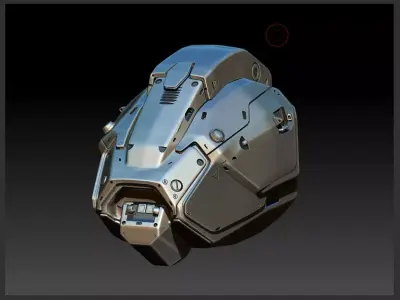 Cyborg Droid Futuristic Space Helmet Low-poly 3D model