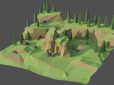 Landscape Forest Low-poly 3D model