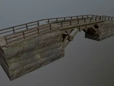 Medieval Bridge Low-poly 3D model