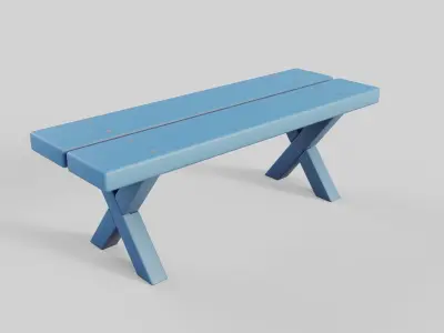 Cartoon Bench 2 Low-poly 3D model