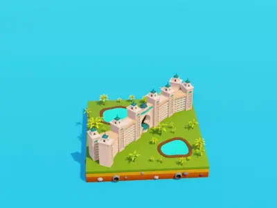Lowpoly World Landmarks 40 Pack Game Ready Low-poly 3D model