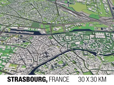 Strasbourg 30x30km City Map 3D model