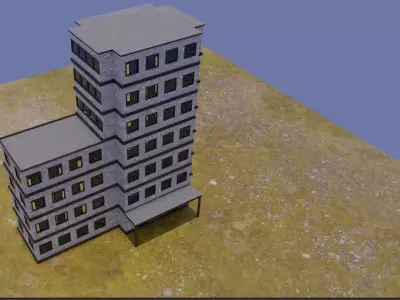 Detailed Apartment Building Free low-poly 3D model