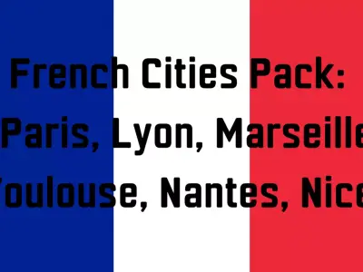 French Cities Pack - Paris Marseille Lyon Toulouse Nantes Nice 3D model