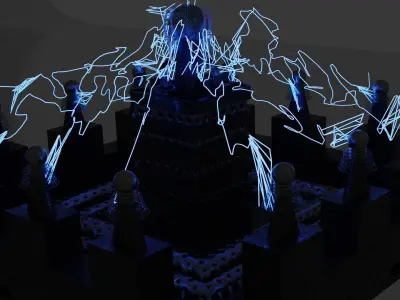 Scifi Tower with lightning custom tesla coil 3D model