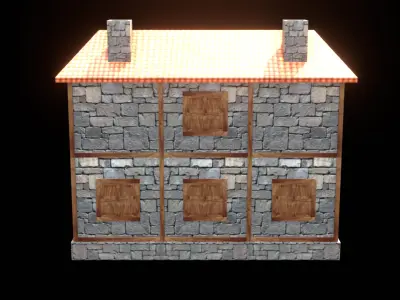 medieval house low poly village town residential house  114 Low-poly 3D model