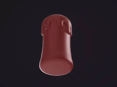 Red Melting Wax Candle 3D model