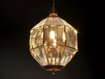 Bronze metallic chandelier  Lantern Oven L 3D model