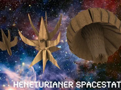 Heneturianer Spacestations Low-poly 3D model