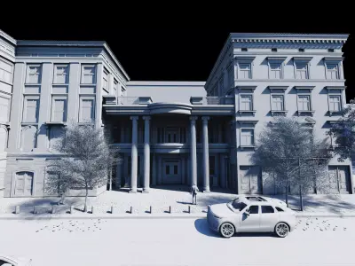 Classic stone facade-Building Classic Facade Element 3D model 4