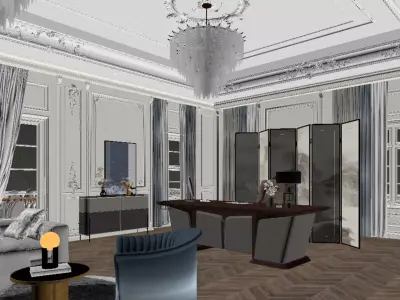French-Style Light Luxury Office 3D model