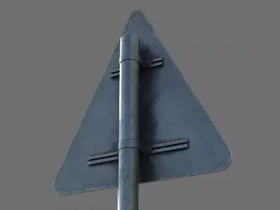 Triangular Traffic Sign Low-poly 3D model