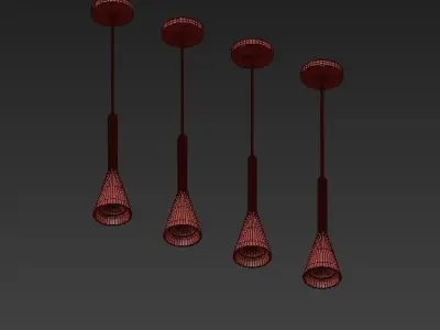 Holtkotter four pendant lights with gold finish 3D model
