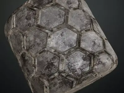 Dirty Hexagonal Metal Plate Transparent PBR Seamless Texture