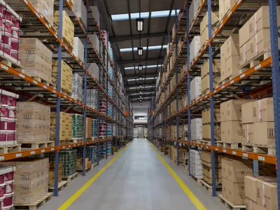  Full Warehouse with Forklifts 